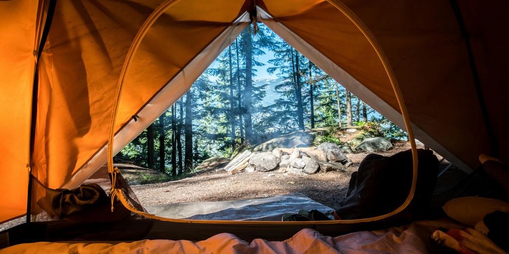 Aktivreisen in Deutschland - orange camping tent near green trees